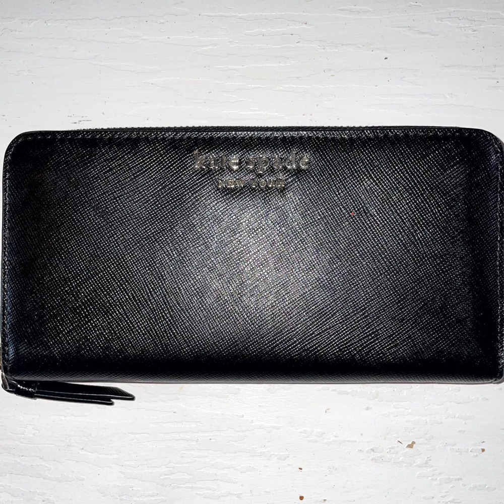 Kate Spade New York Spencer Continental Wallet Womens Black Saffiano Leather